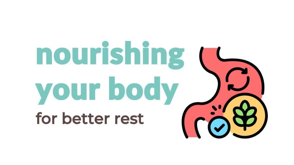 text that reads: nourishing your body rest and an image of stomach with a fiber food layered on top of it